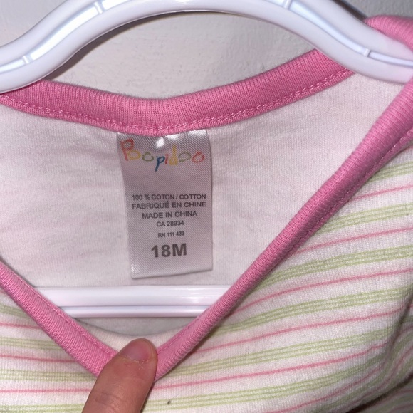 5/$15 Poopidoo Pink Striped Baby Onsie - Picture 2 of 3